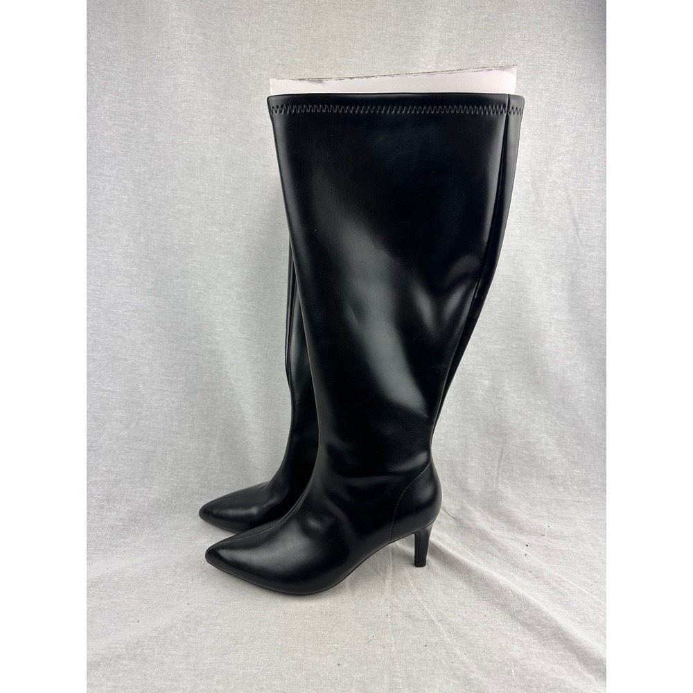 A New Day Womens Wide Calf Knee High Pointed Toe Kitten Heel Boots Black Size 5